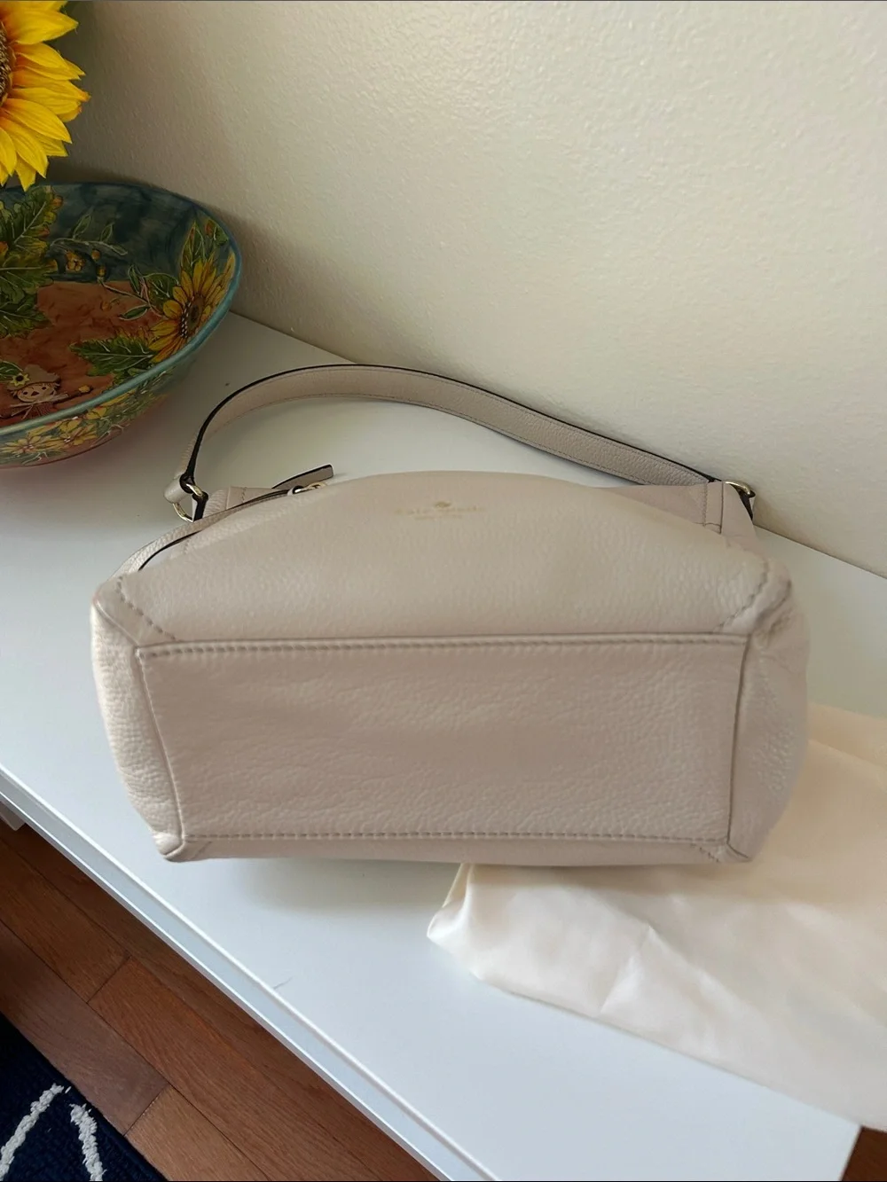 Kate Spade New York Pebbled Leather Shoulder Bag in Light Beige
